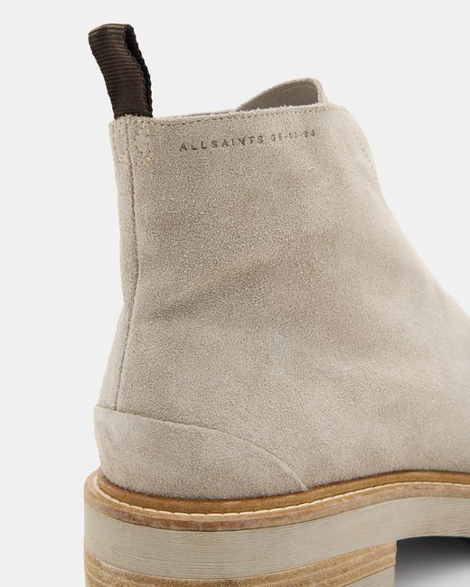 AllSaints White Master Suede Zip Up Boots, for men
