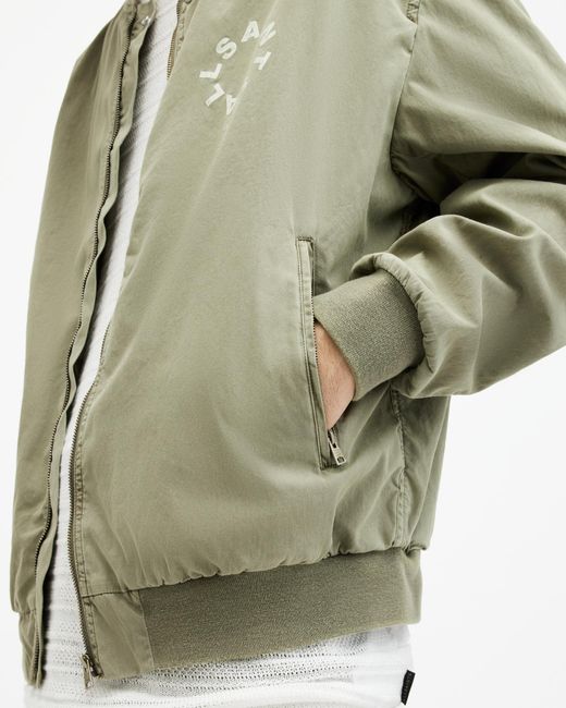 AllSaints Green Tierra Faded Oversized Bomber Jacket for men