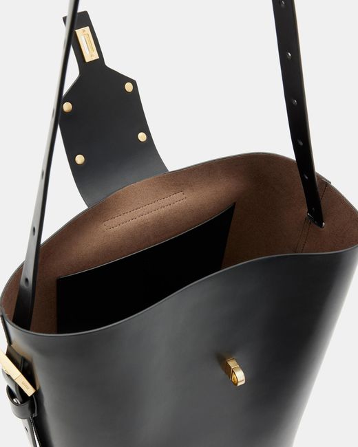 AllSaints Black Miro Adjustable Leather Shoulder Bag