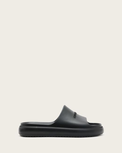 AllSaints White Dune Slip On Logo Slides for men