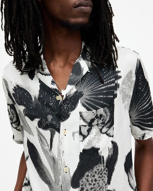 AllSaints Black Frequency Printed Relaxed Fit Shirt, for men