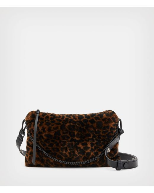 AllSaints Women's Eve Shearling Crossbody Bag in Black Lyst