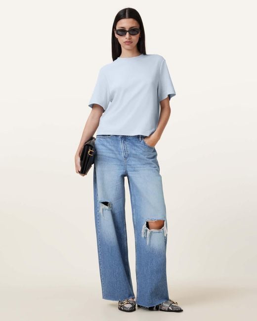 AllSaints Blue Lisa Boxy Crew Neck T-Shirt