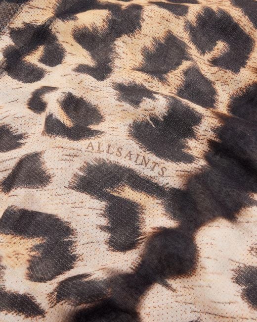 AllSaints Multicolor Oppose Leopard Print Oblong Logo Scrarf