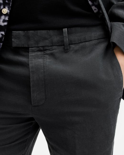AllSaints Black Tansey Straight Leg Garment Washed Pants for men
