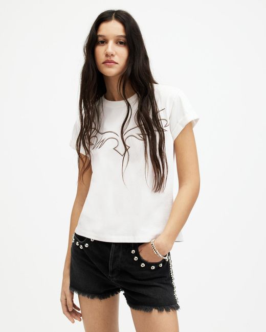 AllSaints White Randal Anna Western Embroidered T-shirt,