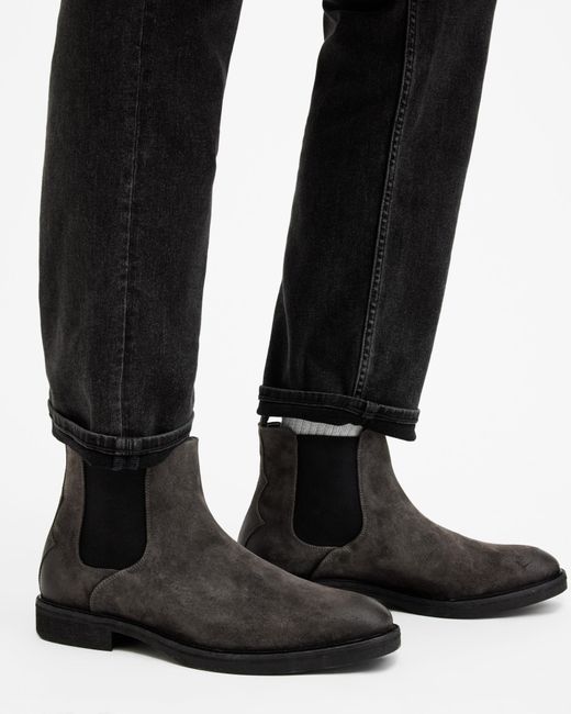 AllSaints Creed Suede Chelsea Boots,, Charcoal in Gray for Men | Lyst