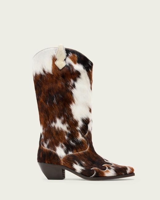 AllSaints Brown Leather Dolly Western Boots, Us 7/ Eu 37