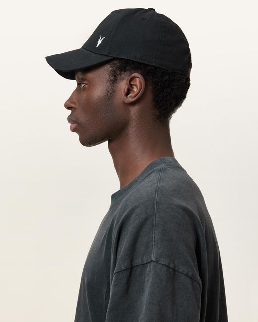 AllSaints Black Fen Embroidered Baseball Cap for men