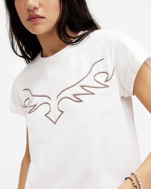 AllSaints White Randal Anna Western Embroidered T-shirt,