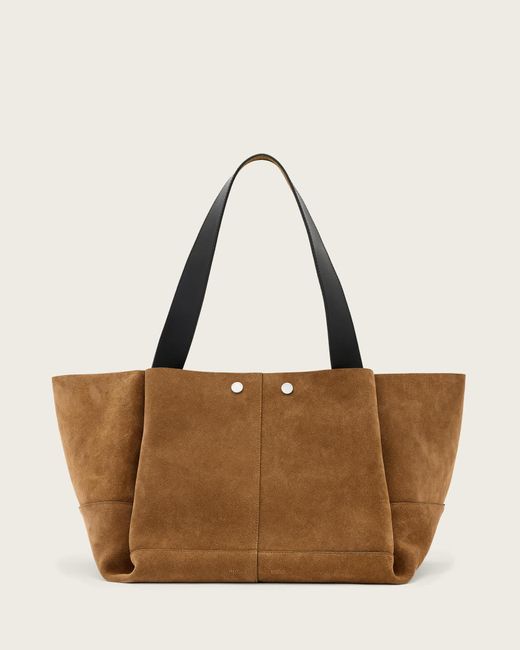 AllSaints Brown Rosalie Large Suede Tote Bag