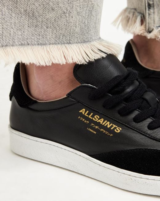AllSaints Black Thelma Leather Low Top Trainers