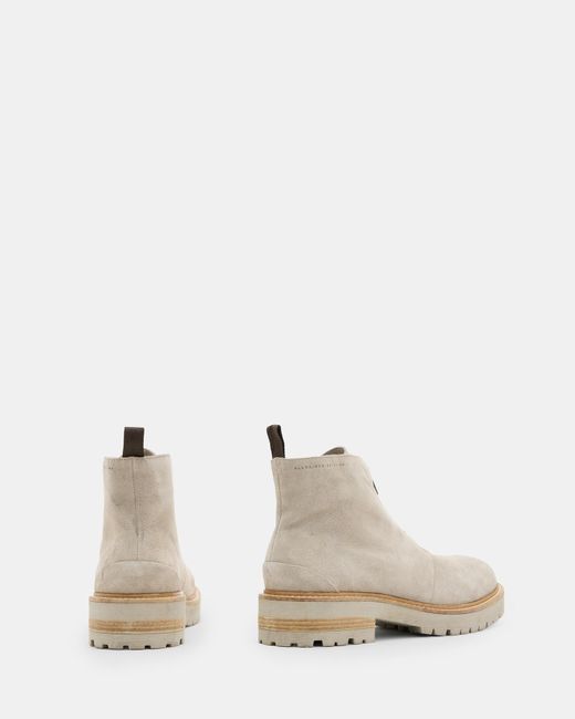AllSaints White Master Suede Zip Up Boots, for men
