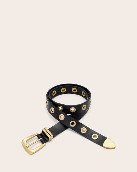 AllSaints Natural Julia Leather Eyelet Belt