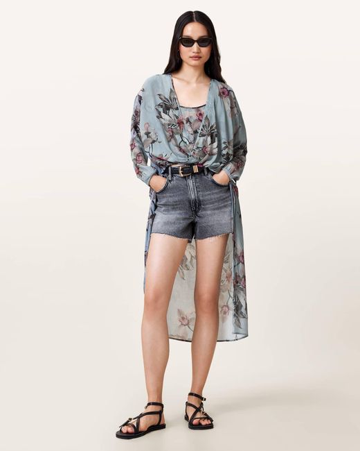 AllSaints Multicolor Avala High Low Floral Wrap Top
