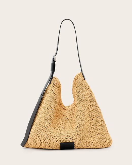 AllSaints Natural Asha Woven Straw Hobo Shoulder Bag