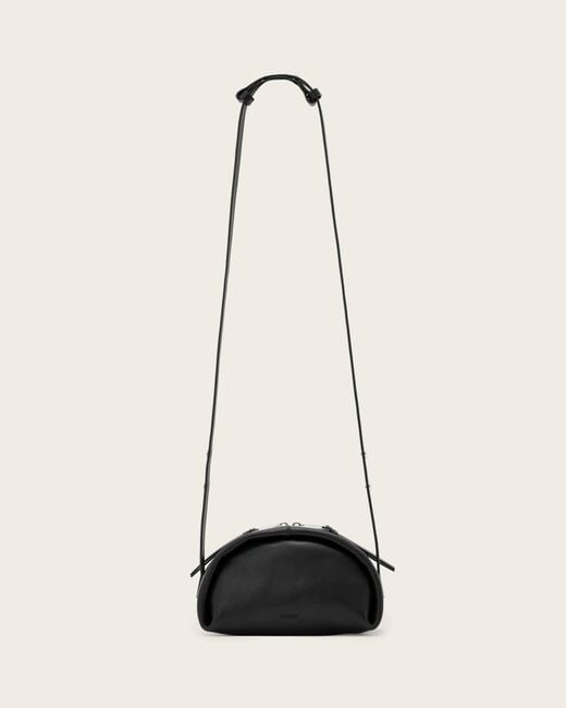 AllSaints Natural Rosalie Arc Leather Crossbody Bag