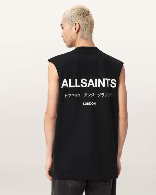 AllSaints Black Underground Sleeveless Crew Neck T-Shirt for men