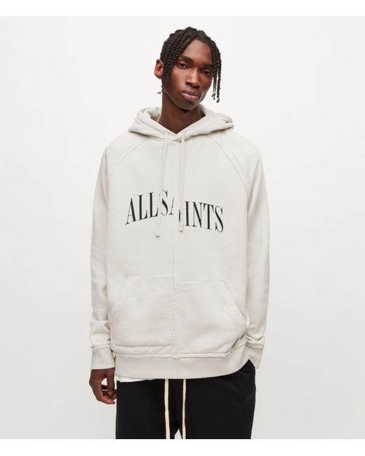 AllSaints White Diverge Pullover Hoodie for men