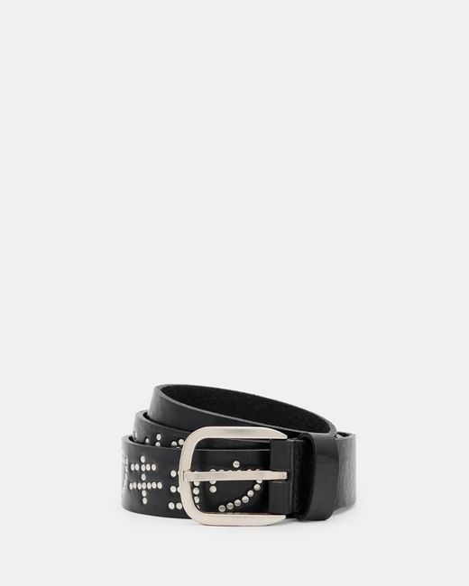 AllSaints Multicolor Underground Studded Leather Belt,, /Dull Nickel for men