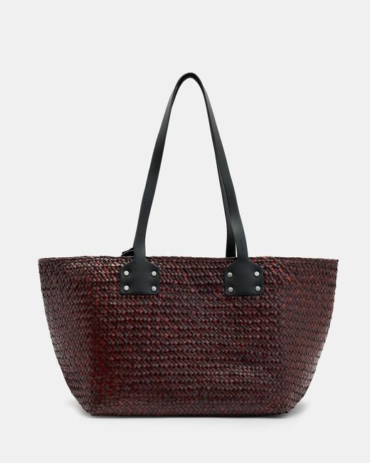 AllSaints Brown Mosley Straw Tote Bag,