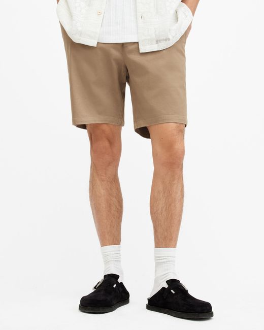 AllSaints White Neiva Slim Stretch Shorts, for men