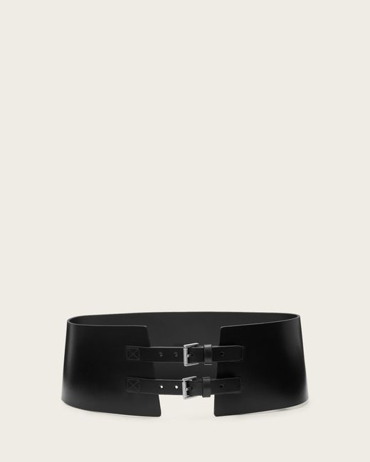 AllSaints Black Mya Leather Hip Belt