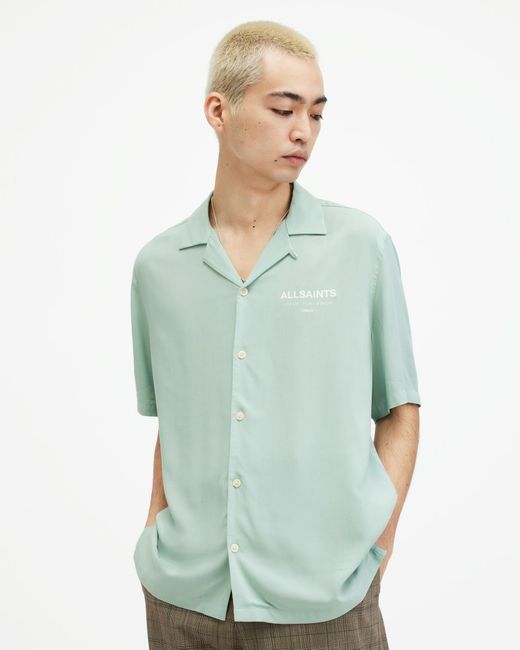 AllSaints Green Underground Logo Relaxed Fit Shirt for men