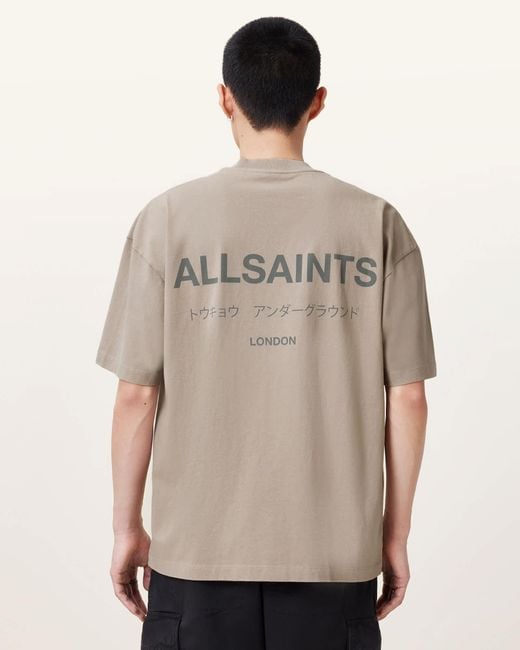 AllSaints Natural Underground Oversized Crew Neck T-Shirt for men