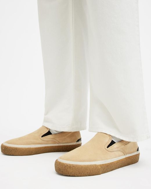AllSaints Natural Navaho Suede Slip On Trainers for men