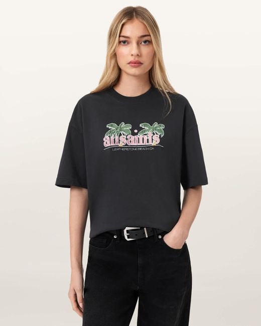 AllSaints Black Troppo Oversized Etta T-Shirt