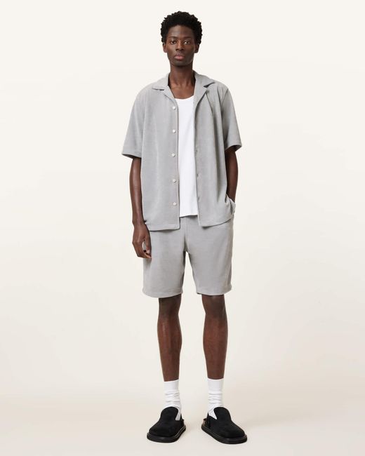 AllSaints Natural Felix Relaxed Fit Towel Shorts for men