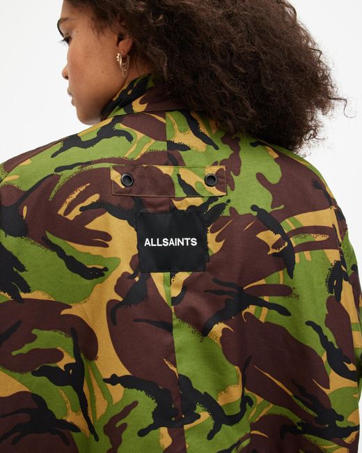 AllSaints Green Daneya Camouflage Parka Jacket