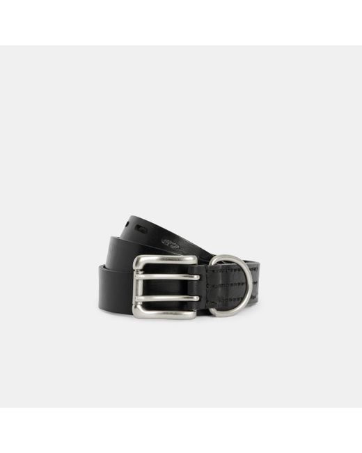 AllSaints Black Drew Shiny Leather Double Prong Belt for men