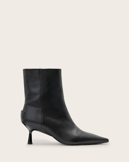 AllSaints Black Vivian Pointed Toe Leather Boots