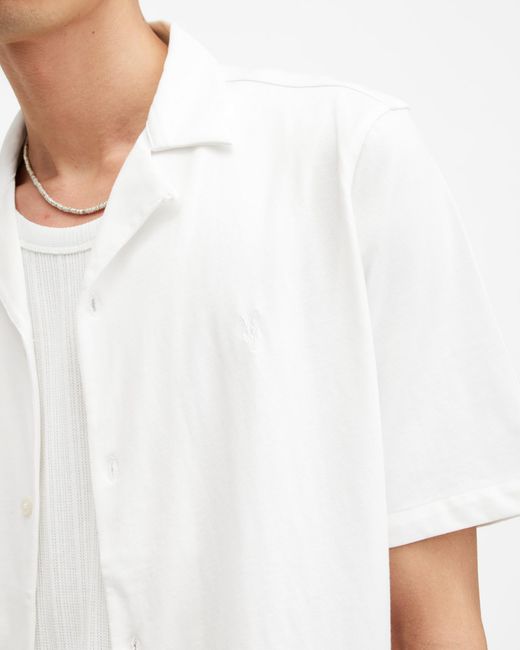 AllSaints White Hudson Relaxed Fit Ramskull Shirt for men