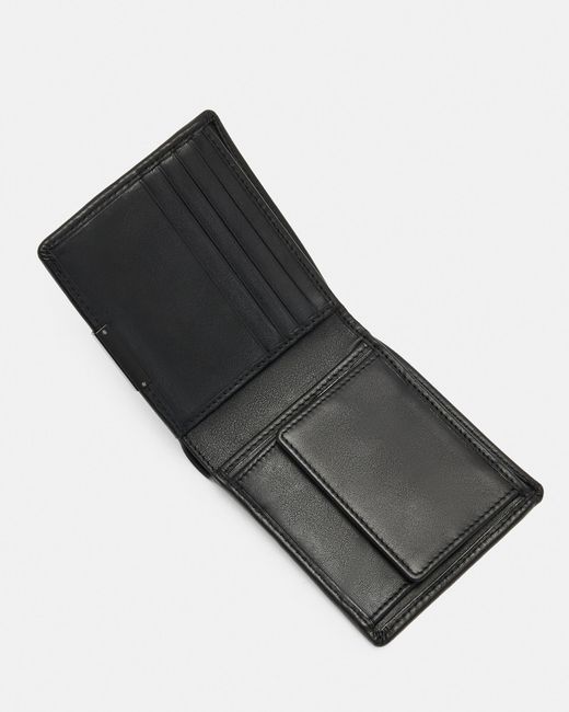 AllSaints Black Blyth Bi-fold Leather Wallet for men