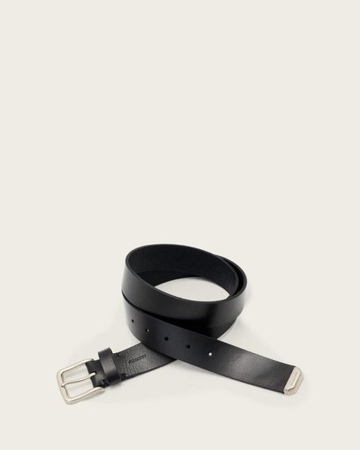 AllSaints Black Martin Leather Belt for men