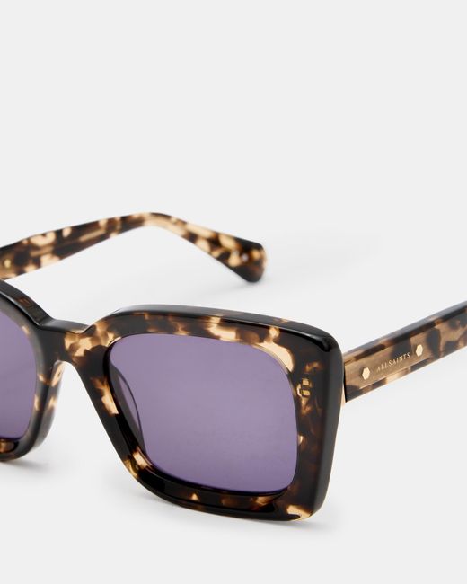 AllSaints Purple Marla Square Bevelled Sunglasses