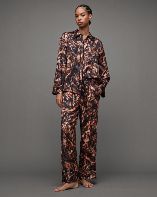 AllSaints Gray Sofi Silk Blend Spark Pyjama Pants