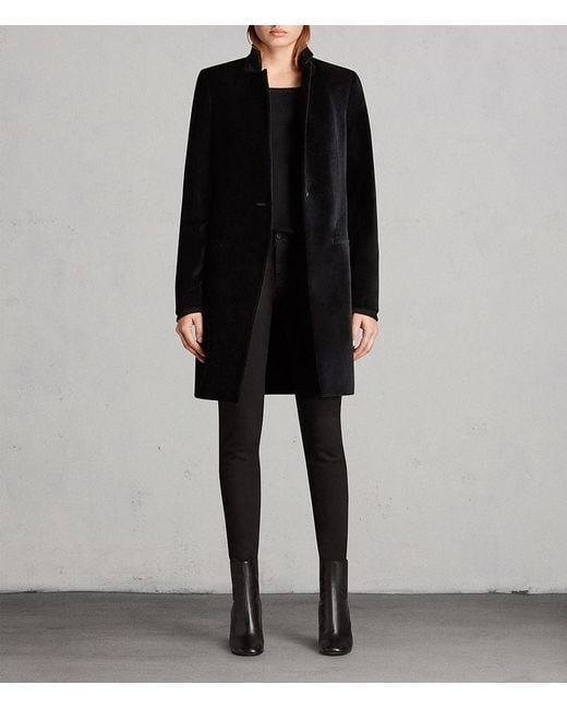 AllSaints Black Leni Velvet Coat