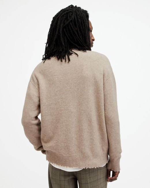 AllSaints Natural Tiago Circular Logo Relaxed Sweater for men