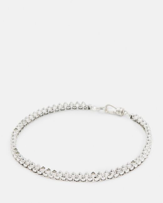 AllSaints White Bobbie Box Chain Studded Necklace