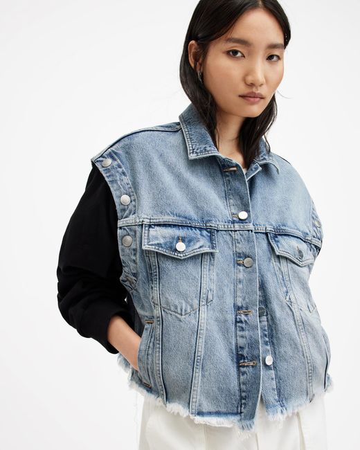 AllSaints Blue Chlo 2-In-1 Oversized Denim Jacket,, Light