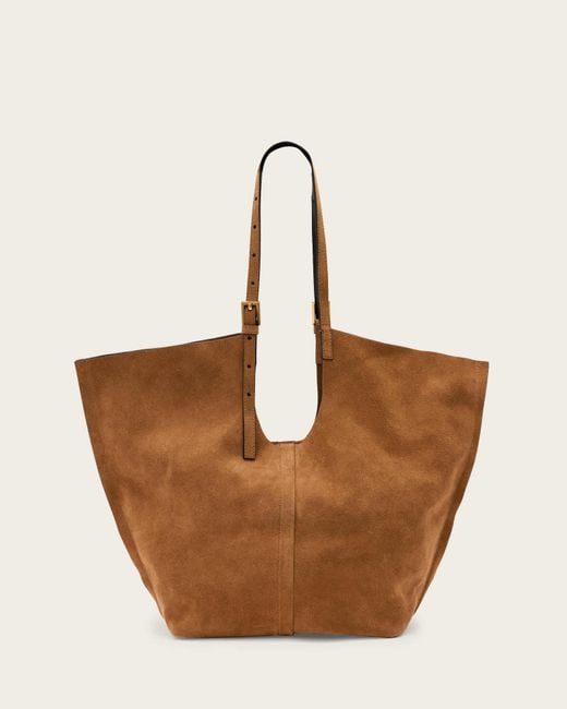 AllSaints Brown Ara Suede Tote Bag