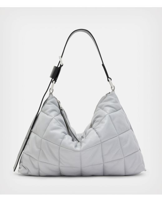 AllSaints Women's Edbury Leather Quilted Shoulder Bag in Grey (Gray) Lyst