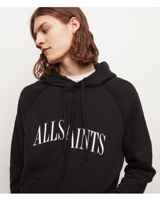 AllSaints Diverge Pullover Hoodie in Black for Men Lyst