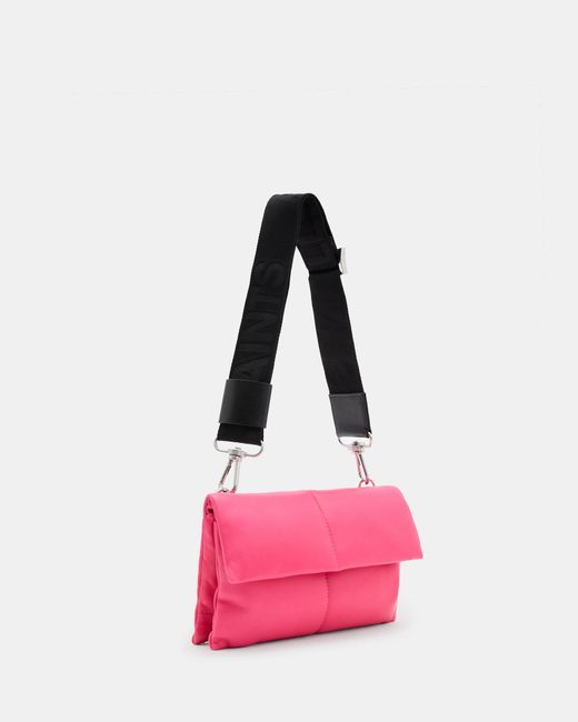 AllSaints Pink Ezra Quilted Leather Crossbody Bag