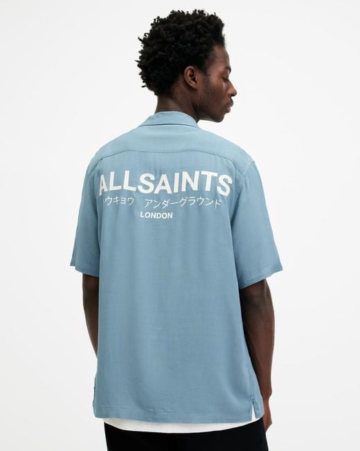 AllSaints Blue Underground Logo Relaxed Fit Shirt, for men