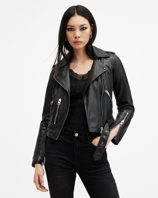 AllSaints Black Balfern Leather Biker Jacket